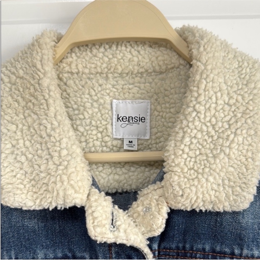 Kensie Jean Jacket Denim Sherpa Collar - Picture 4 of 7